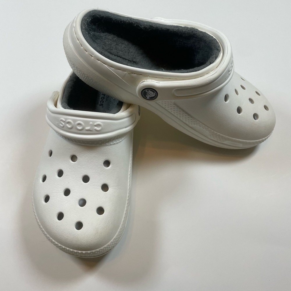 Crocs Unisex-Adult Classic Lined‎ Clog White/Grey  US Men's 4 Women's 6